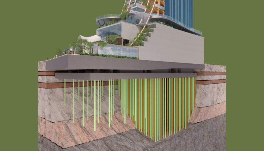 Imagem original da fundação do Senna Tower sem IA