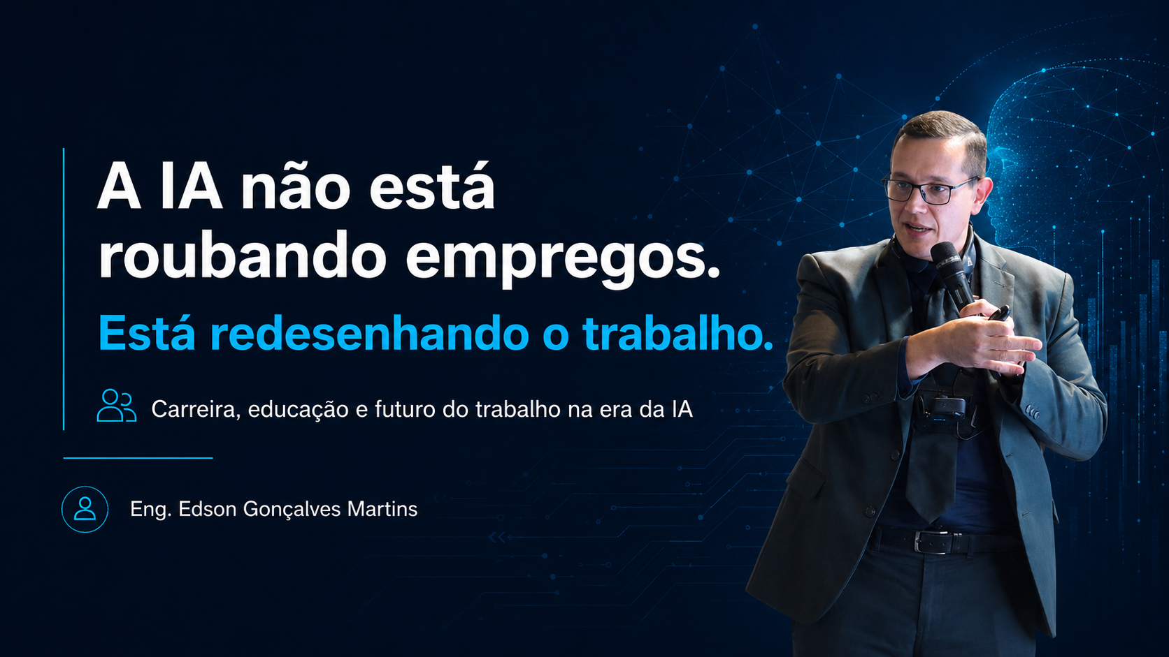 A IA não está roubando empregos, está redesenhando o trabalho. Capa do artigo do Engenharia Podcast sobre inteligência artificial e futuro do trabalho