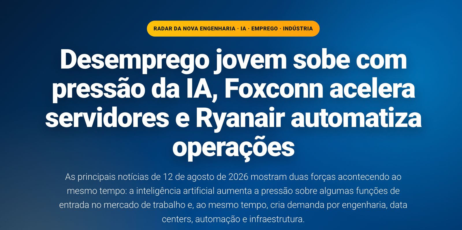 Desemprego jovem, inteligência artificial, servidores e automação de operações