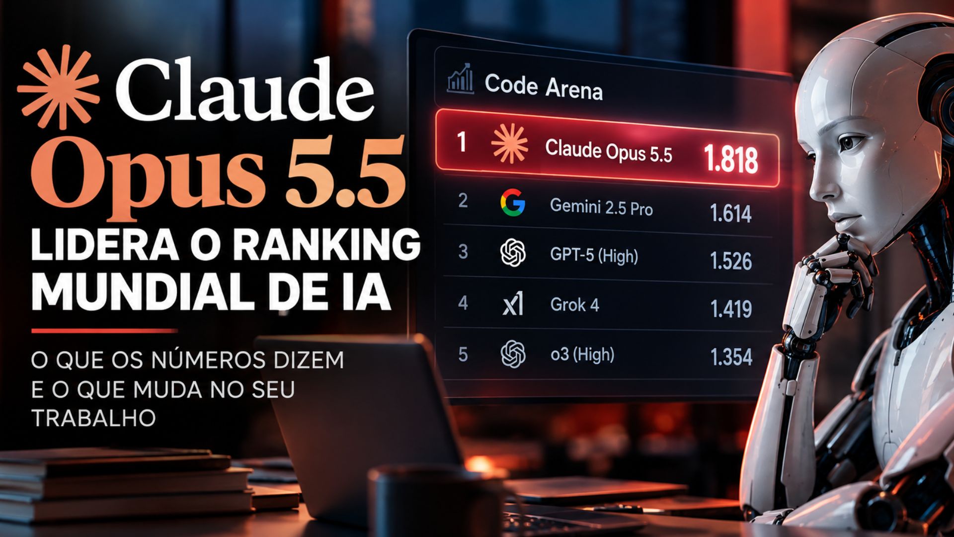 Claude Opus 5.5, da Anthropic, em destaque no ranking mundial de inteligência artificial Code Arena