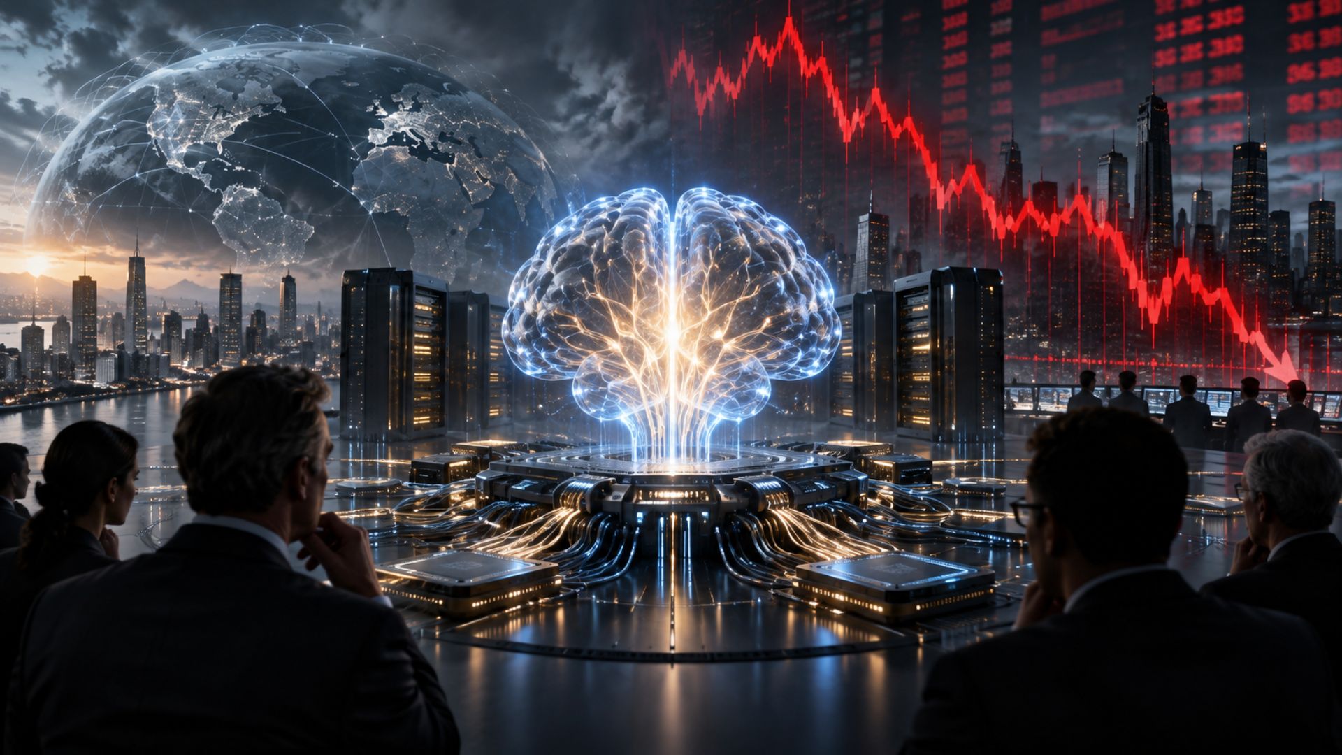 Ilustração sobre o futuro da inteligência artificial e a necessidade de controlar seu avanço