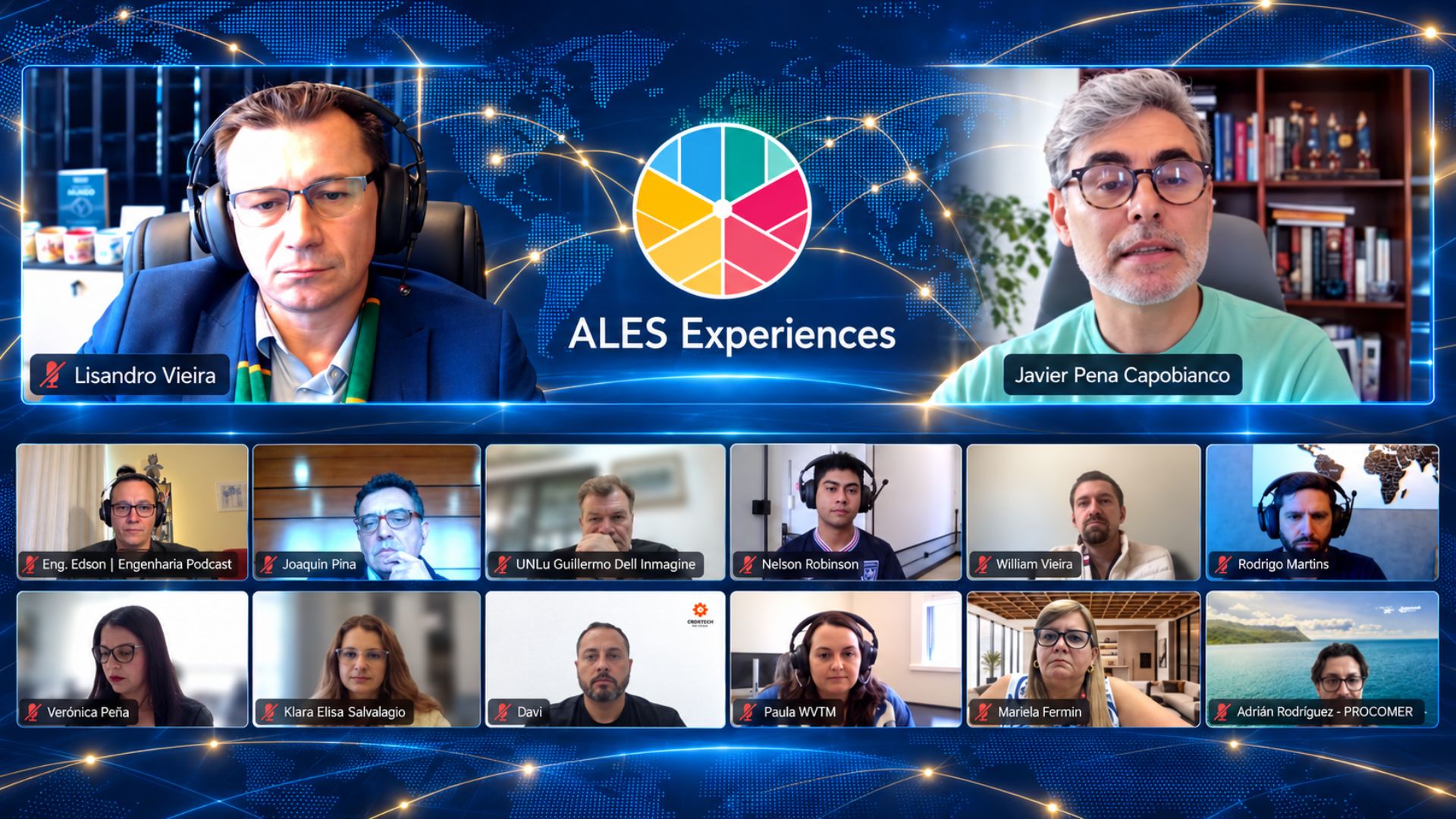 Reunião online da ALES Experiences em 7 de outubro de 2026 durante o lançamento internacional dos Serviterms
